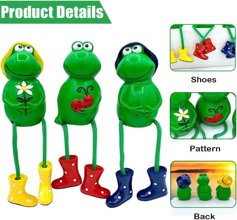 Figura decorativa de rana para jardín en resina miniatura 5