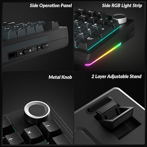 Miniatura 9 de SOLAKAKA KI99 Pro - Teclado mecánico inalámbrico con interruptor silencioso, interruptores preiluminados intercambiables en caliente, teclado Negro,