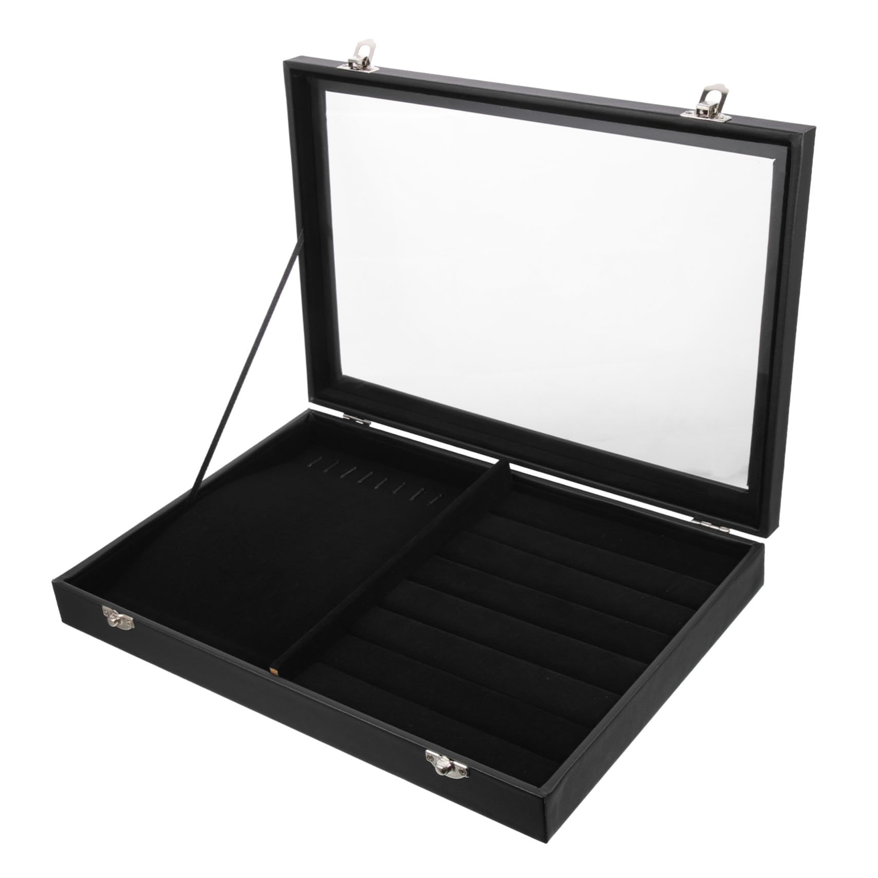 Hemobllo Caja de Almacenamiento de Joyas Negra con Tapa, Organizador de Collares y Anillos de Estilo Simple