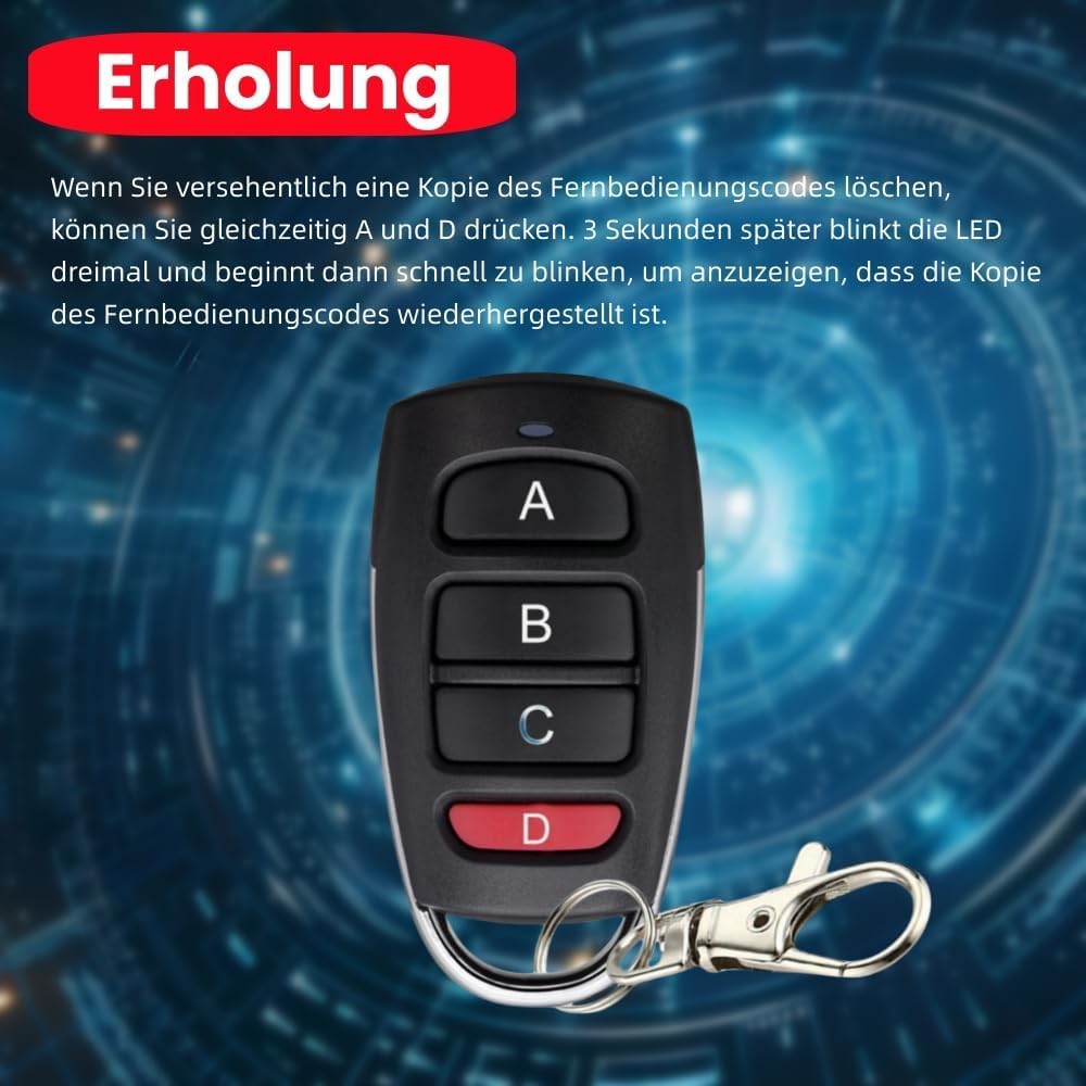 2 Stück Fernbedienung Garagentor 433 MHz Fernbedienung Klonen,Fernbedienung garagentor,Handsender kompatibel mit Marantec für Schalter Licht, Garagentor