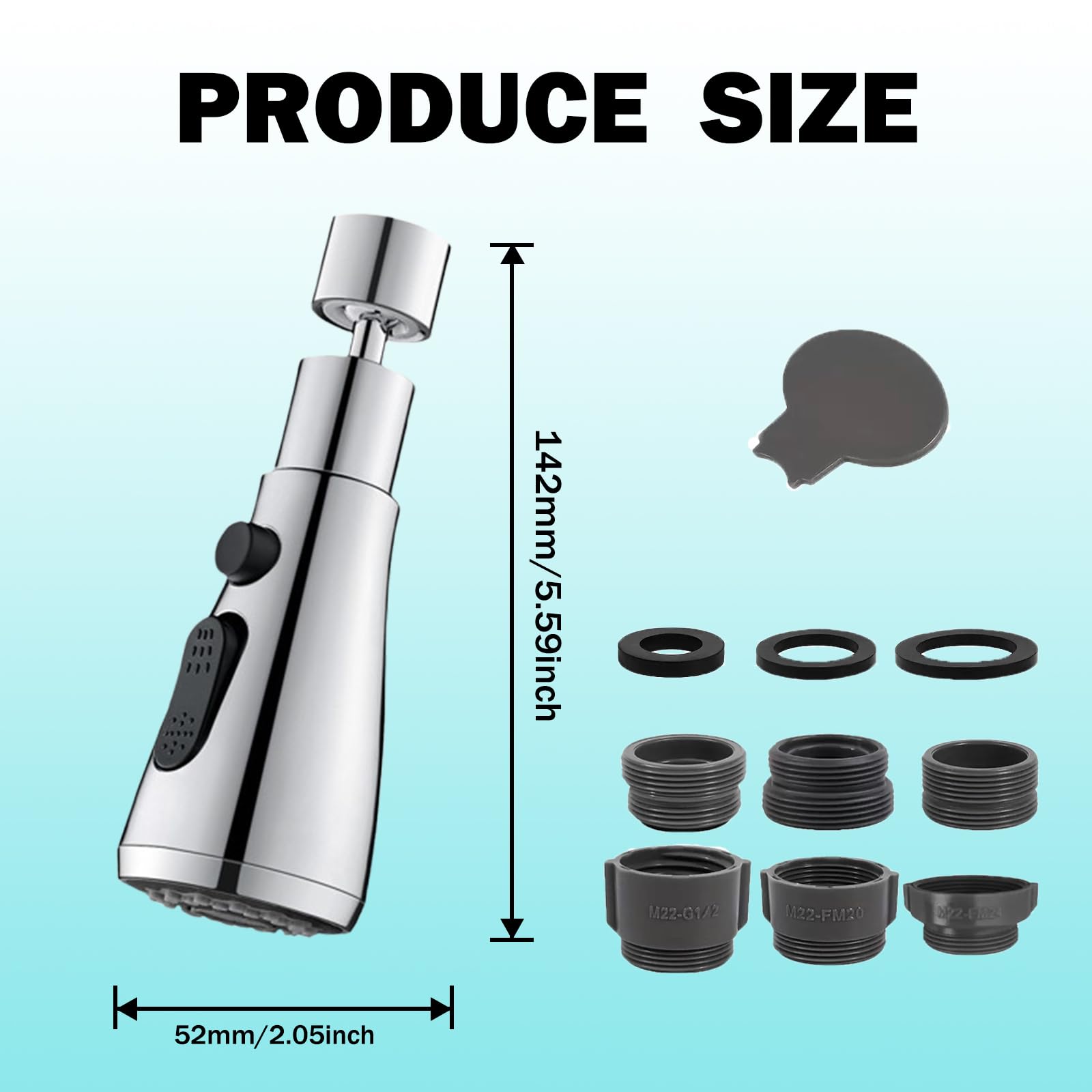 Aireador grifo cocina 360° giratorio filtro 3 modos antisalpicaduras atomizador
