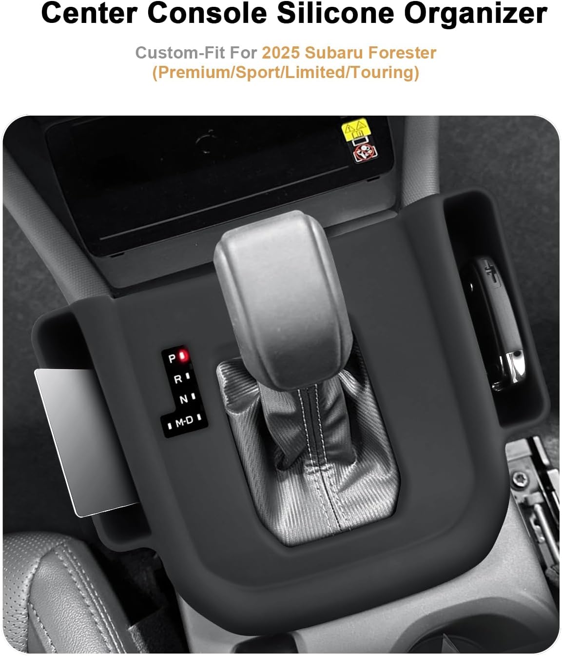 2025 Forester Center Console Organizer - for 2025 Subaru Forester(Premium/Sport/Limited/Touring) & Forester Hybrid Center Console Silicone Storage Tray for 2025 Forester/Hybrid Accessories(Black)