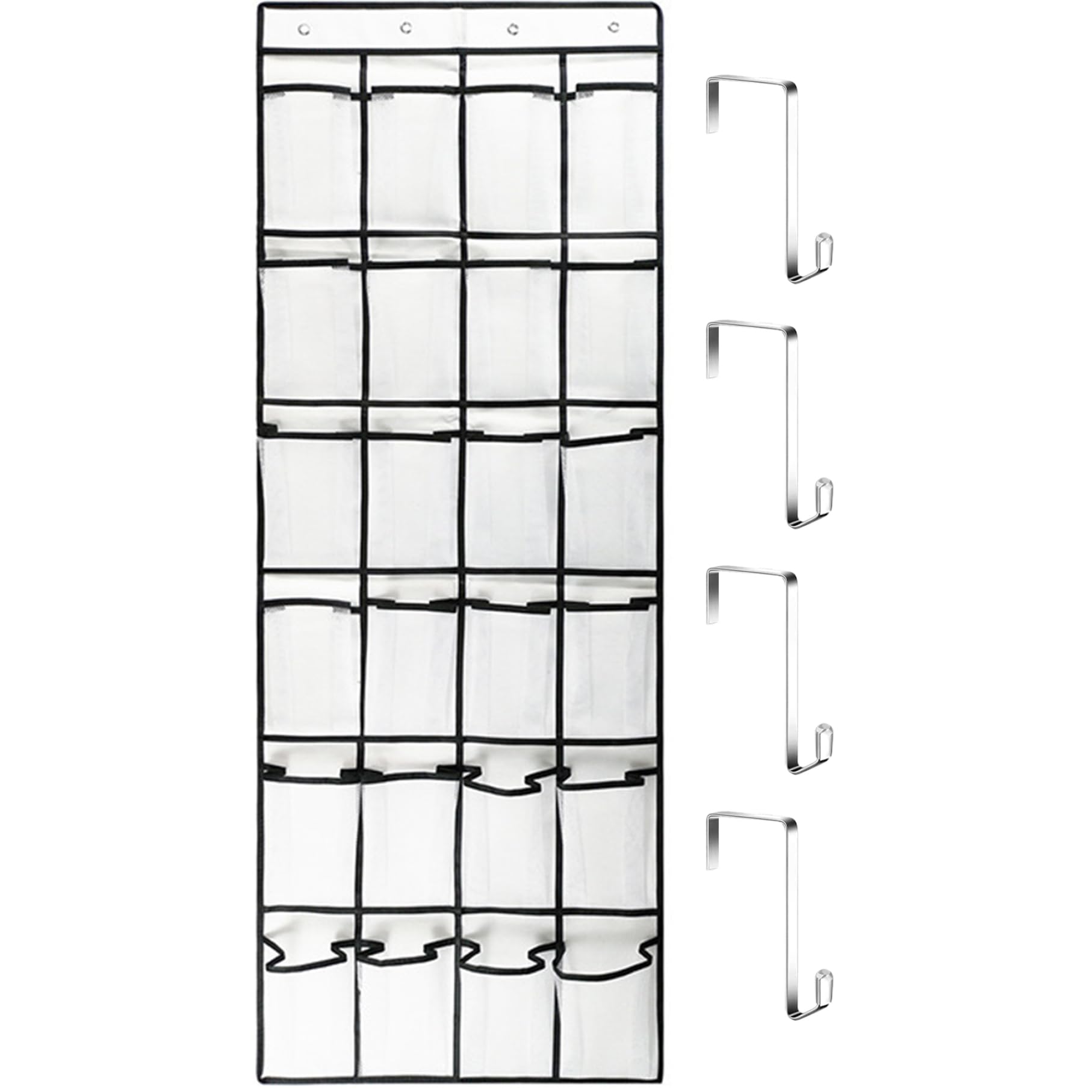 Organisateur de chaussures suspendu pour porte avec 24 pochettes en maille 59x21 pouces