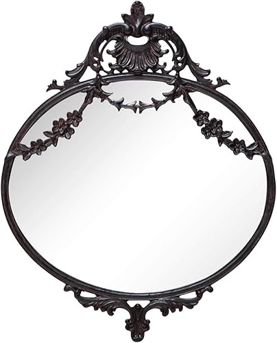 NIKKY HOME Espejo victoriano de metal decorativo rústico ovalado de 10 x 12 pulgadas para decoración del hogar, color negro