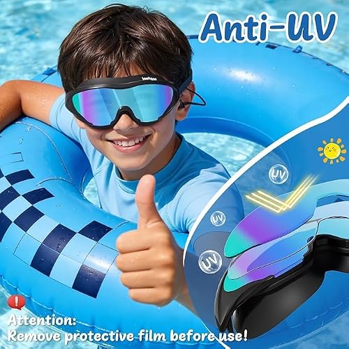 LEEIGGT Swim Goggles for Kids 8-14, Youth Beginner Swimming Goggles Anti Fog UV Protection, Leakproof Wide View Goggles — view 3