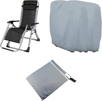 2 Pack Sun Lounger Covers, Garden Chairs Covers Waterproof Outdoor Folding, Windproof Anti-UV Heavy Duty Rip, Dustproof Furniture Protector For Indoor Outdoor Patio Backyard Lawn Camping