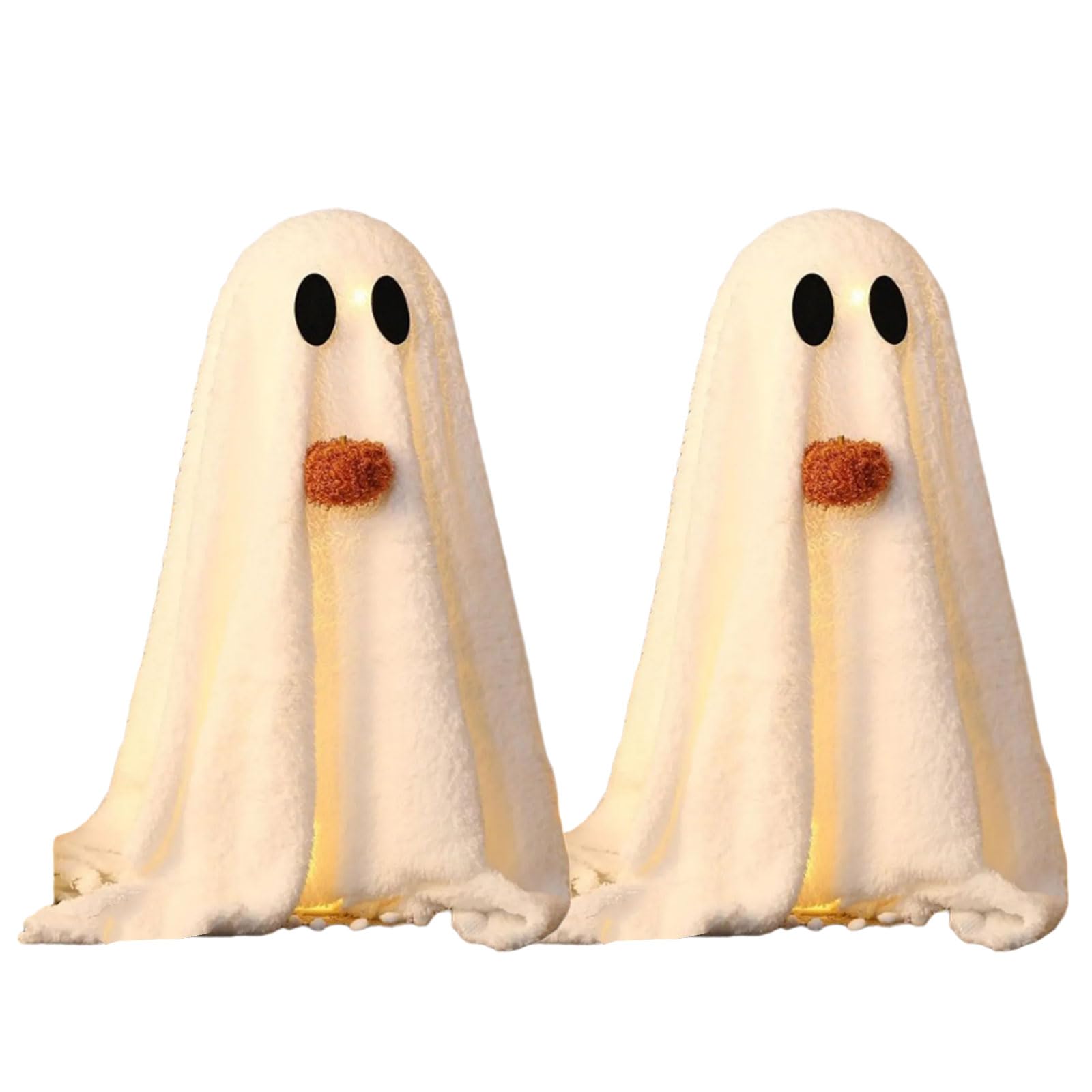 Kalttoy 2 Ghostly Pumpkin Decorations with Built in Lights Sturdy Textile Holiday Parties Festival Parties Supplies Glowing in Dark Ornament