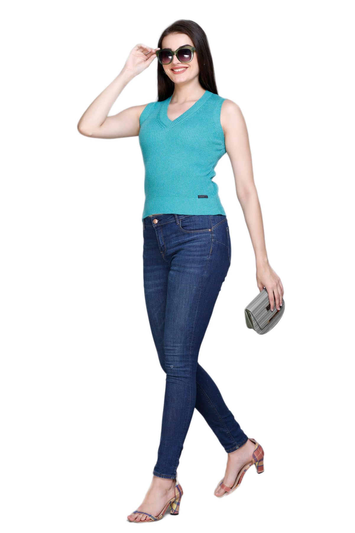 513 Womens Pure Cotton Knitted V Neck Sleeveless Slim Fit Summer Top-picture-24