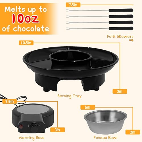 Miniatura 2 de Juego eléctrico de olla de fondue para chocolate y queso nacho, kit de fondue de chocolate con tenedores de inmersión, control de temperatura,