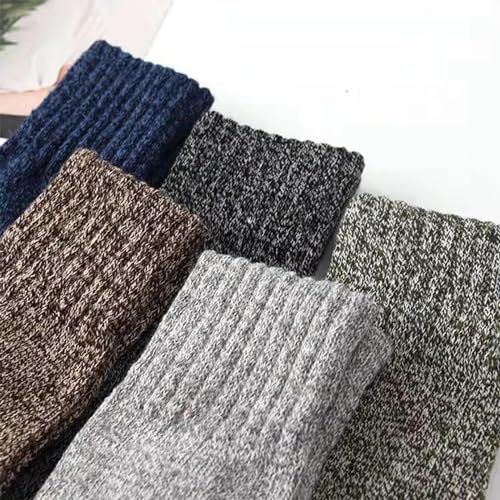 Wool Socks for Men 5 Pairs Winter Knit Warm Thick Vintage Hiking Cozy2