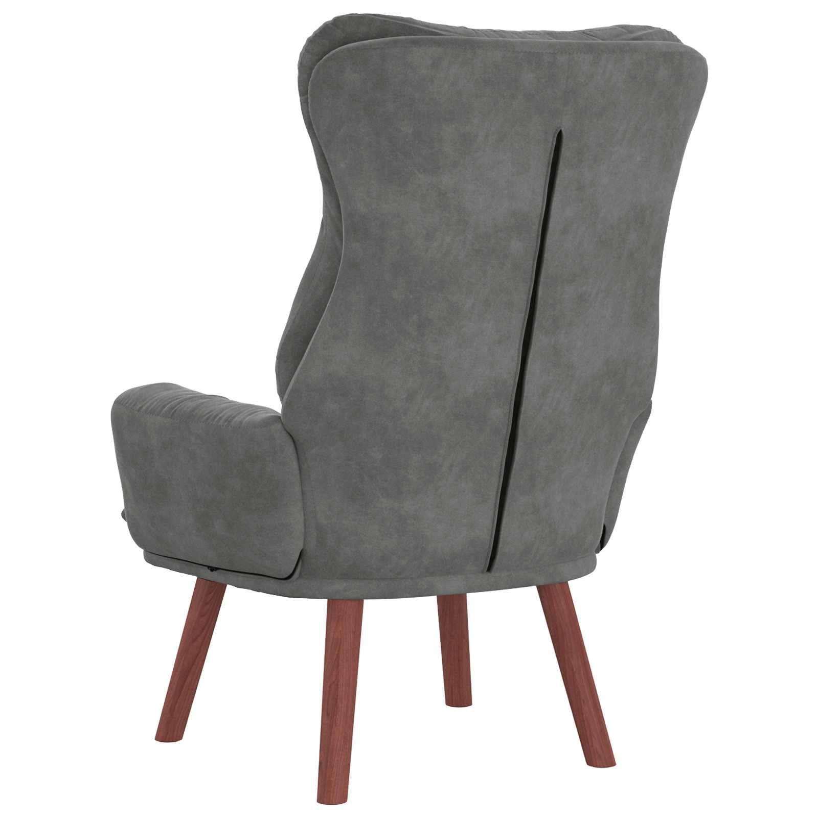 Fotel ciemnoszary, aksamitny z podłokietnikami i oparciem, 69 x 74 x 93 cm, krzesło relaksacyjne do salonu, sypialni, biura, ergonomiczny i wygodny, z drewnianymi nogami
