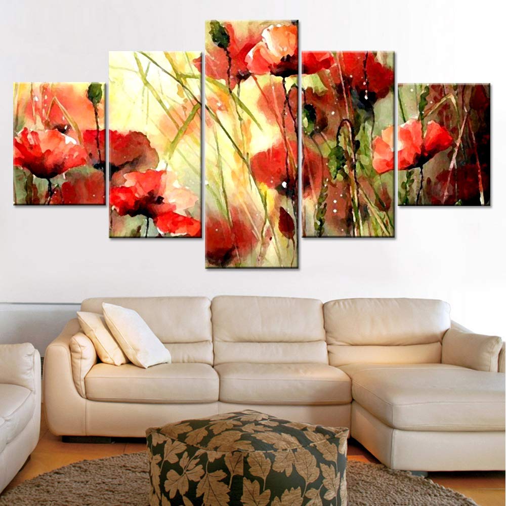 Pintura decorativa de flores en lienzo de gran formato para salón y dormitorio