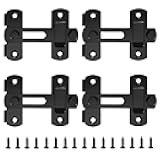 4pcs 180° Degree Flip Sliding Barn Door Locks and Latches,Sliding Barn Door Locks,Black Gate Latch Bolt Buckle Lock for Barn Door,Pet Door,Bathroom,Garage,Window,Sliding Door Lock (Black, 4INCH-4PCS)
