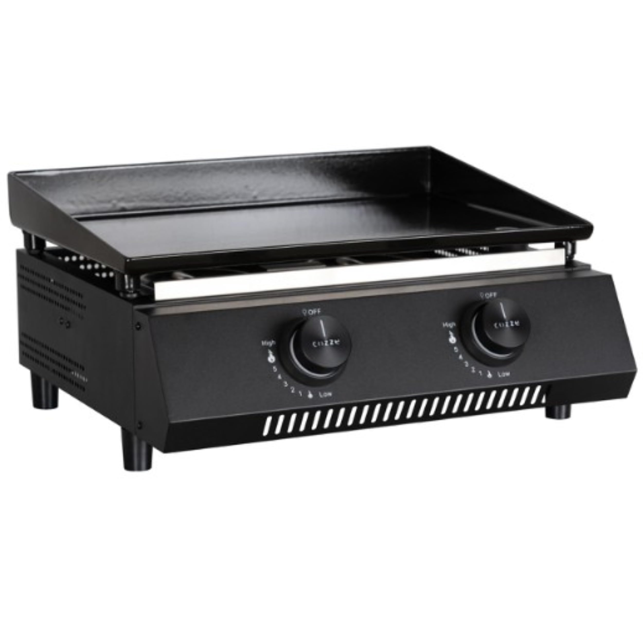 Cozze® G-400 Plancha Grill Tragbar mit 2 Brennern (50mbar) - DE+AT inkl. Regler und Fettauffangbehälter | Kleiner Grill für Balkon Terrasse Garten | Mini Gasgrill für Zuhause Camping