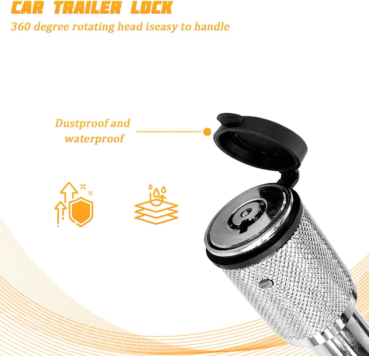 5/8" Trailer Hitch Lock, 4" Long Carbon Steel Vehicle Locking Hitch Pin with 2 Keys, Anti-Theft Automotive Lock Accessories for Class III IV, Universal for Trailer Truck Automobile