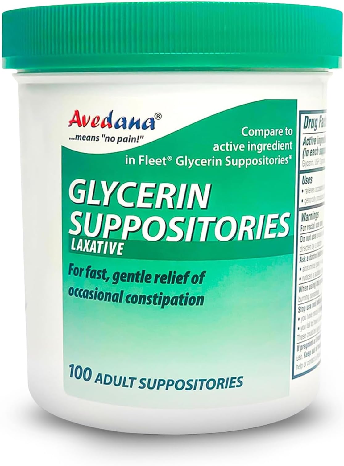 USP 2g Glycerin Laxatives Suppository – 100 Adult Size Laxative Suppositories for Men and Women – Fast and Gentle Relief Suppositories for Constipation – Comfortable Shape Adult Suppository