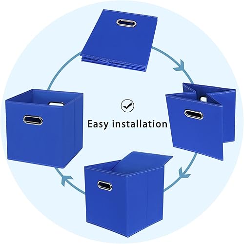 Miniatura 6 de Contenedores de almacenamiento de tela negra, 13 x 13 x 13 pulgadas, cajas de almacenamiento plegables con doble asa, caja organizadora de tela y