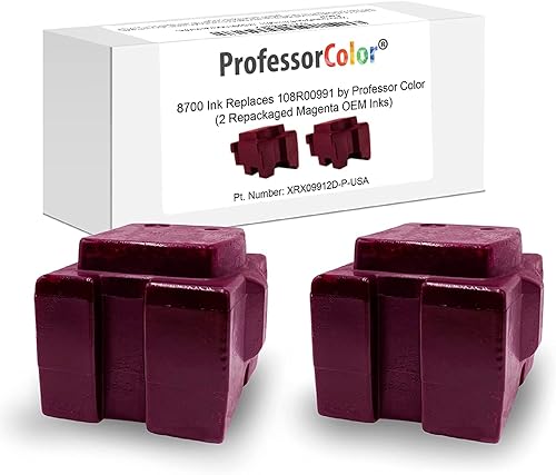 Professor Color Colorqube 8700 - Tinta que reemplaza 108R00991 (2 tintas magenta OEM reempaquetadas), el paquete incluye llave de derivación para su
