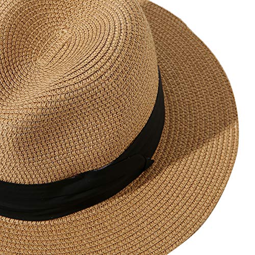 Jastore Little Kids Girls Boys Summer Fedora Straw Hat Wide Brim Floppy Beach Sun Visor Hat4