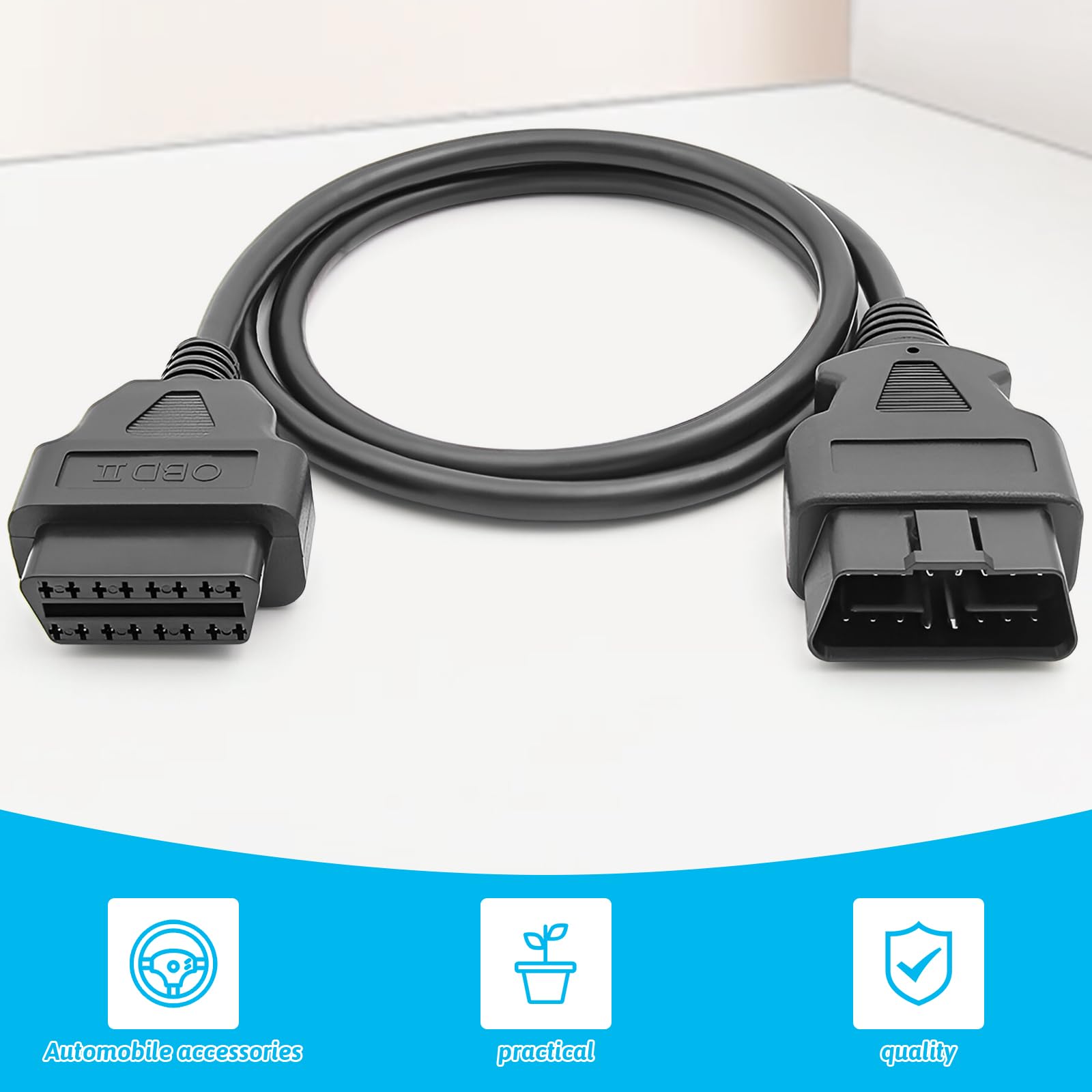 OBD2 Extension Cable,Universal Full 16pin Male To Female For Car Obd Diagnostic Extender Cord Connector