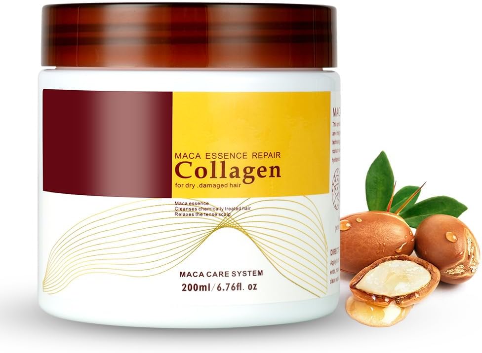 Collageen Haar Masker, Herstellend Collageen Haar Masker, Natuurlijk Arganolie Haar Masker, Power Haar Collageen Behandeling, Diepe Conditionering Haarwortel Reparatie voor Alle Haartypes (200 ml)