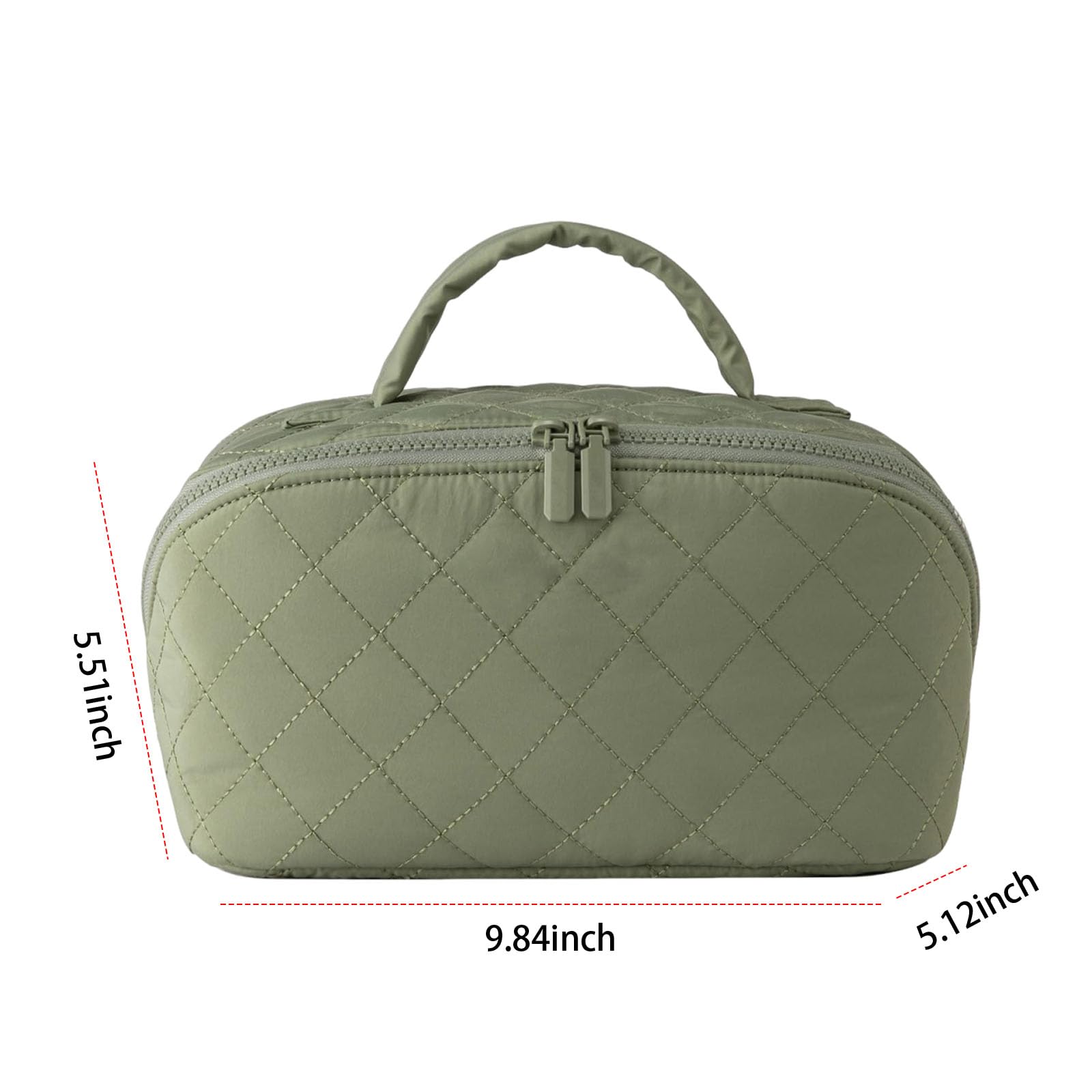 Reise-Make-up-Taschen-Set, 2-teilig, großes Fassungsvermögen, wasserdicht, Kosmetik-Organizer mit Pinselfach und Griff, gesteppter Kulturbeutel, lässt sich flach öffnen, für Damen