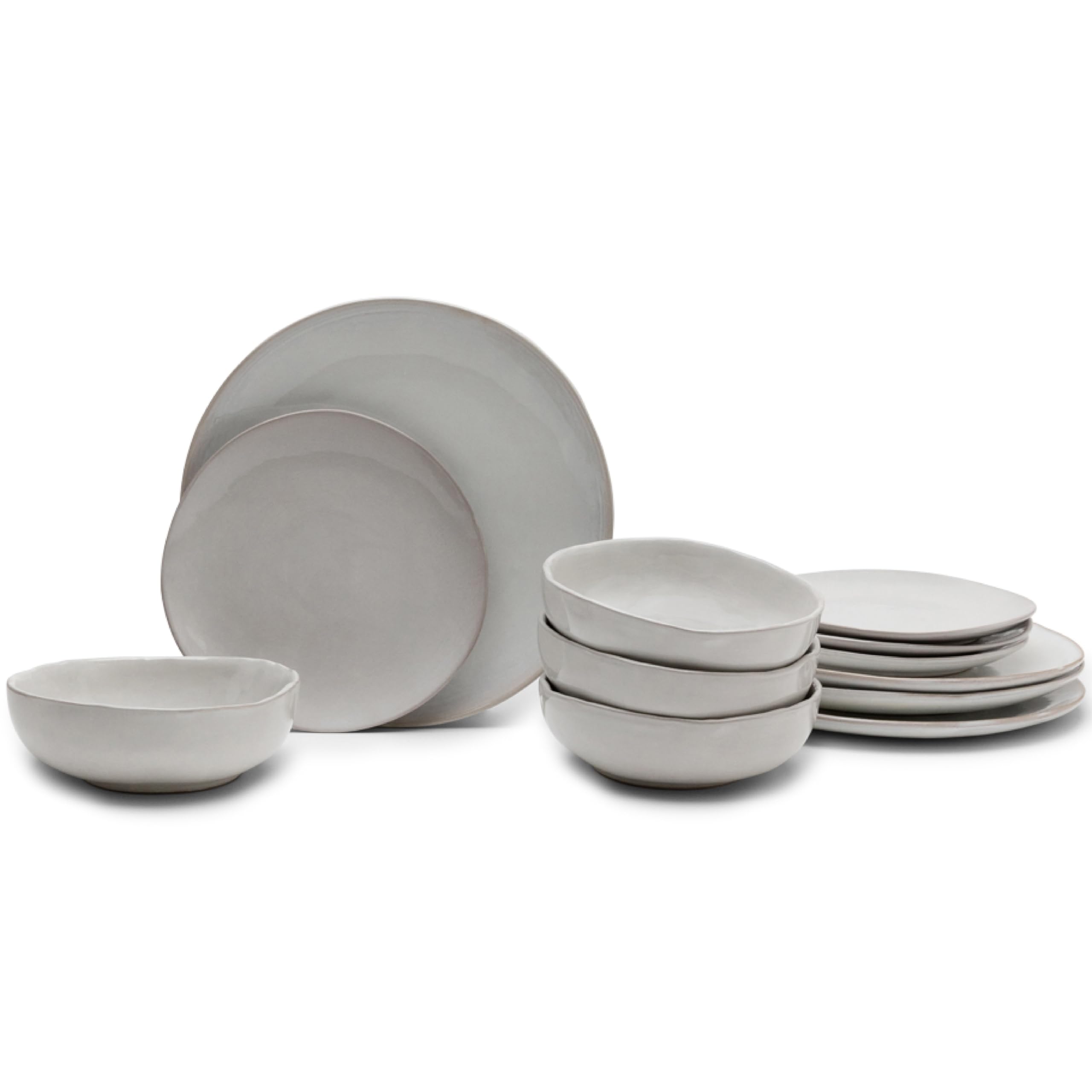 Serax12-Piece Dinnerware Set for 4 | La Mère tableware by Marie Michielssen | 4 white Dinner Plates, 4 Small Plates, 4 Bowls | Stoneware Home Kitchen Essentials Sets | Dishware and Dishes