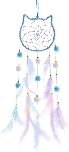 Miniatura 8 de Pretty Jolly Atrapasueños de estrella verde para niños, decoración de pared con pompón, plumas, atrapasueños para bebés, hecho a mano, atrapasueños