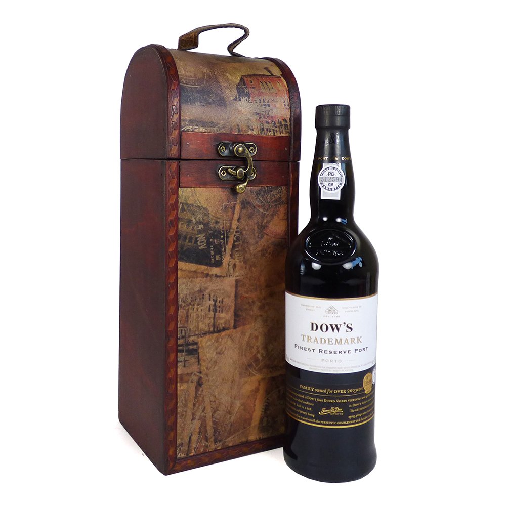 70cl Dow's Trademark Finest Reserve Port in our Wooden Replica Chest - Gift idea for Mum, Valentines for him or her, Mothers Day, Wedding, Anniversary, Birthday, Corporate and Business