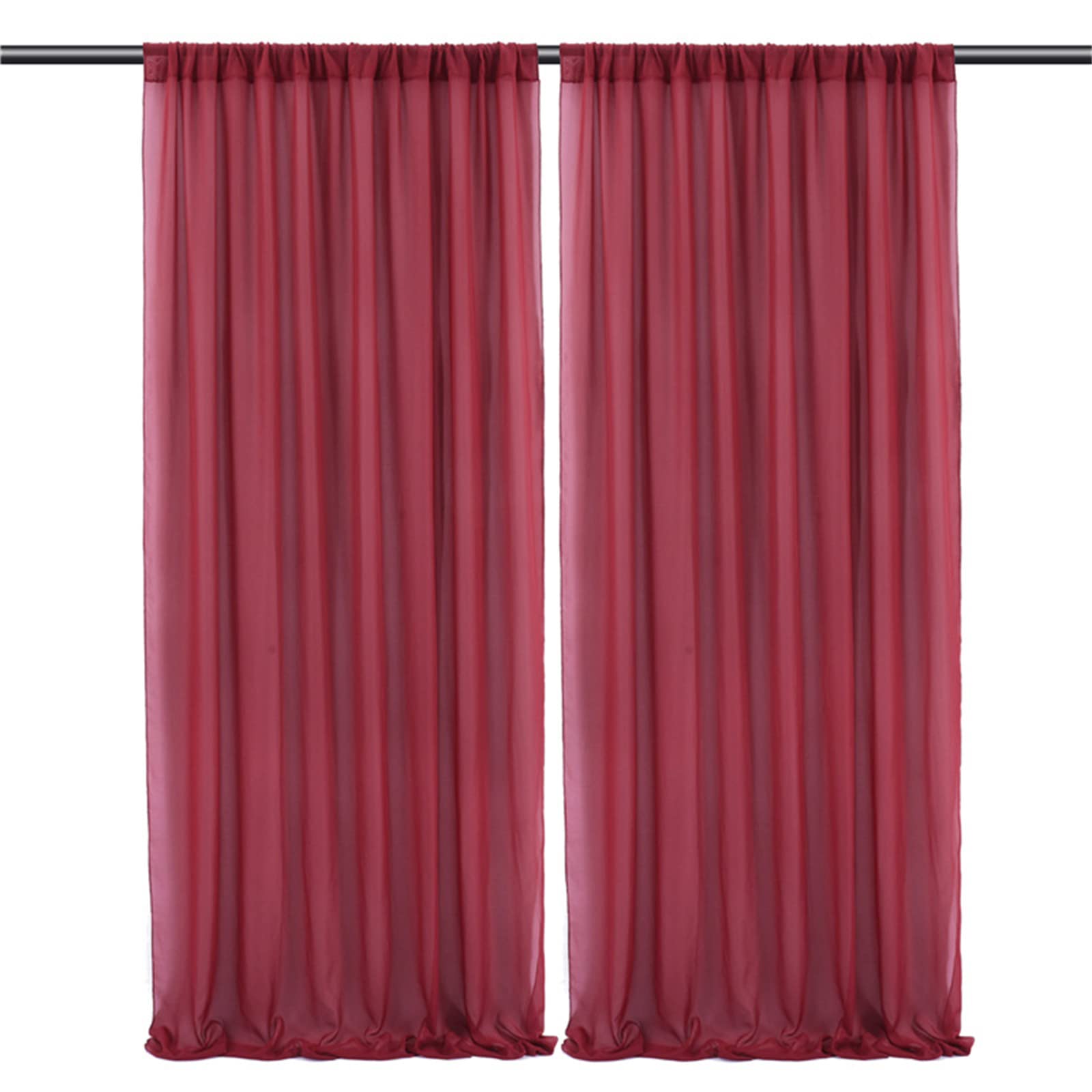 Hiseng Faux Chiffon Voile Curtains 2 Panel, Semi Sheer Chiffon Look Net Curtains Filtering Airy Window Drapes Privacy Protected for Home Bedroom Living Room (Burgundy,0.7x2.15M(2.3x7FT))