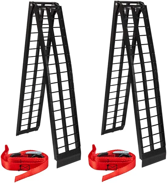 TRIBLE SIX 2Pcs Heavy Duty 10 ft (120x 11.25) Loading Ramps Replacement for Lawnmower ATV Pickup Truck Motorcycle Dirtbike Folding Aluminum and Welded Light Weight 45lb