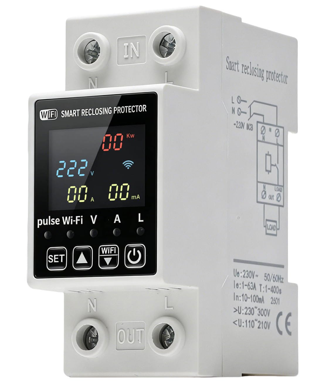 Triand WiFi Smart Protector 63A Voltage Current Protection Din Rail 35 mm | Wi-Fi App Control Over Voltage Protection Under Voltage Protection Leakage Current Detection-image-10