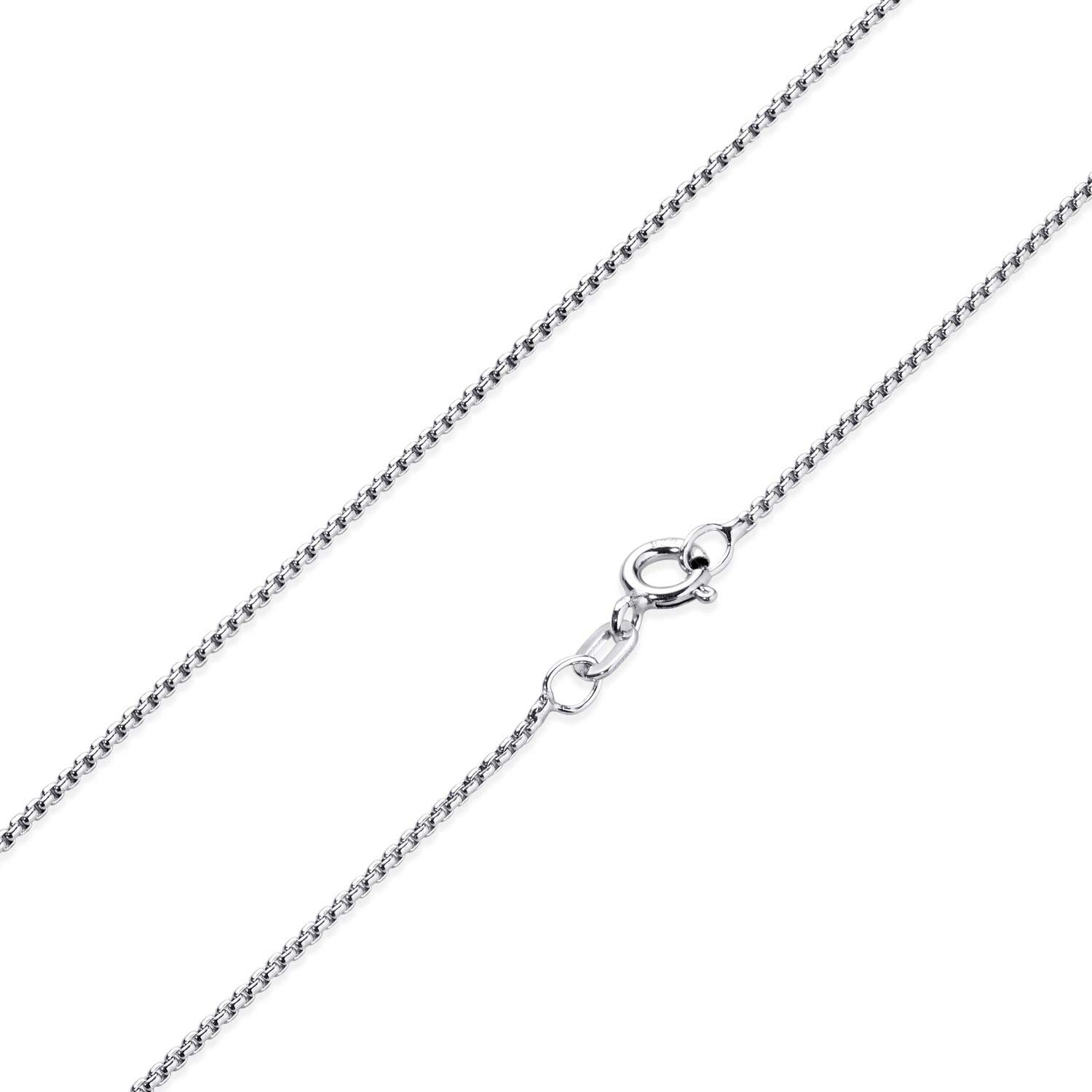 Materia K102 - Cadena veneciana de plata 925 rodiada para mujer, 1,2 mm, 40 – 70 cm