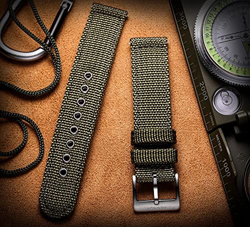 Bracelets de montre en nylon 20mm 22mm vert de remplacement robustes - 4