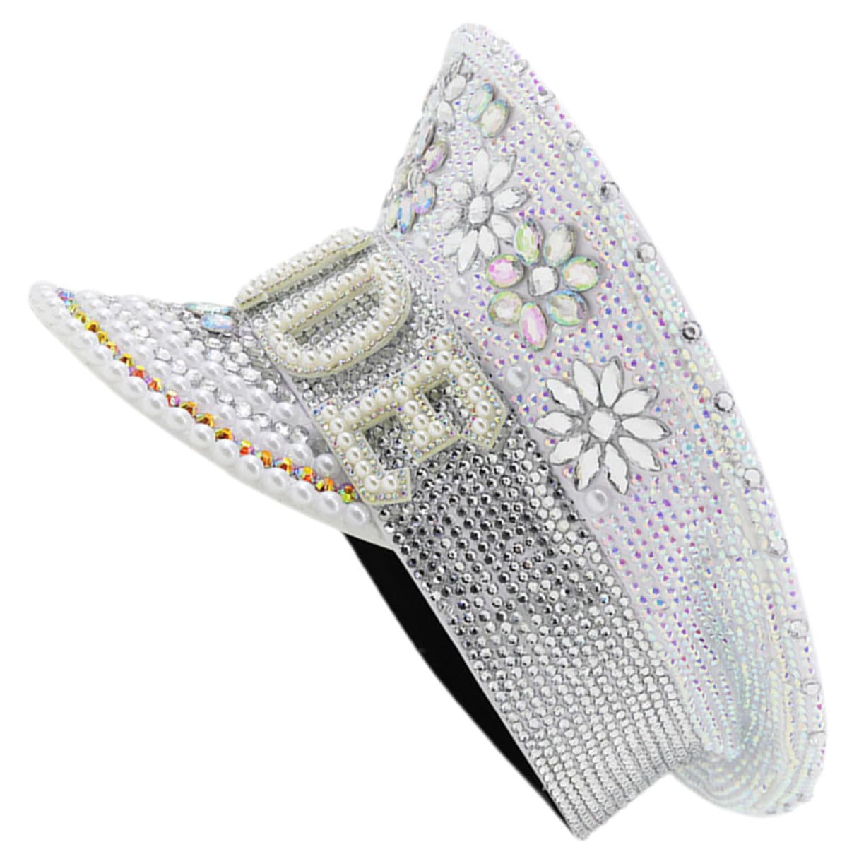 ULTECHNOVO Sombrero para Novia en Color Claro con Brillantes para Despedida de Soltera, Talla Única Ajustable, Accesorio Fotográfico Elegante para Bodas y Fiestas Obsequios