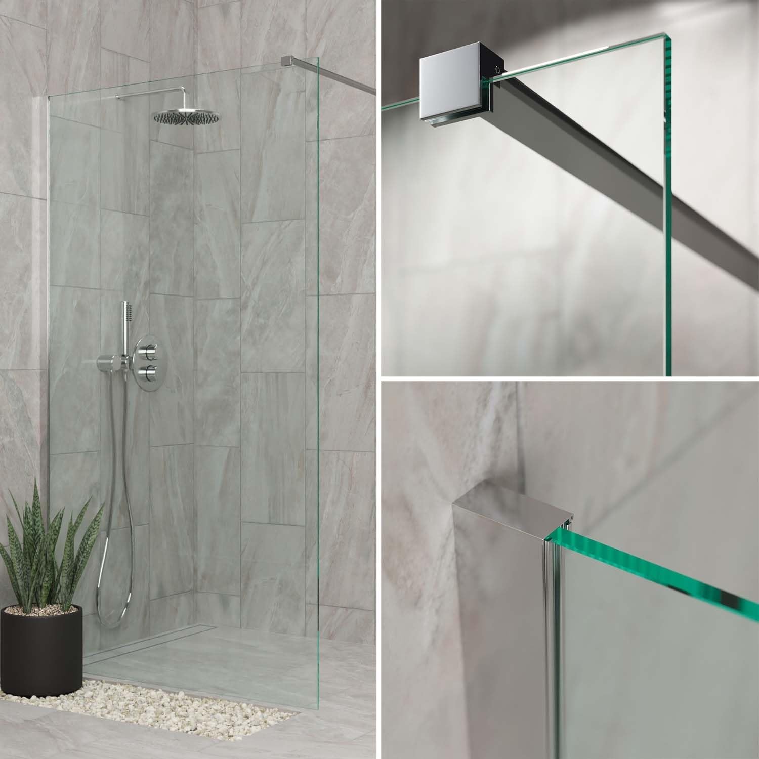 Duschwand Duschabtrennung Duschkabine Dusche (BxH) 100 cm x 200 cm Walk-In AquaSplash DIY Glas 8 mm