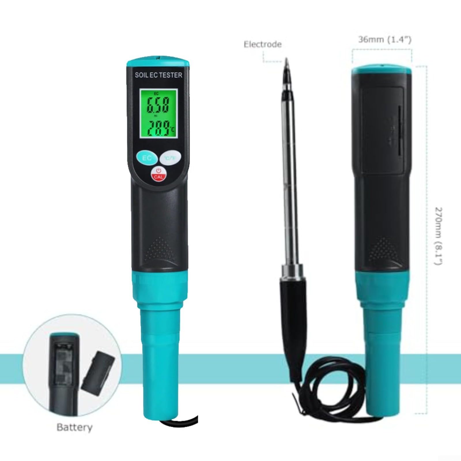 Misuratore di pH e termometro digitale 2 in 1, sonda impermeabile IP67 con display LCD retroilluminato per monitoraggio piante idroponiche da giardino serra