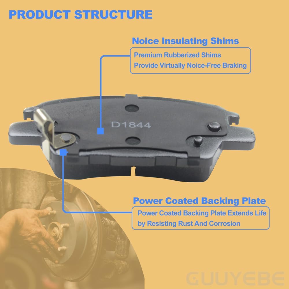 Front Brake Pads Kit, For Chevy 2017-2021 Bolt EV and 2016-2019 Cruze Volt Premier Base, Replace For 1844 D1844 17-1844 BC1844 BE1844