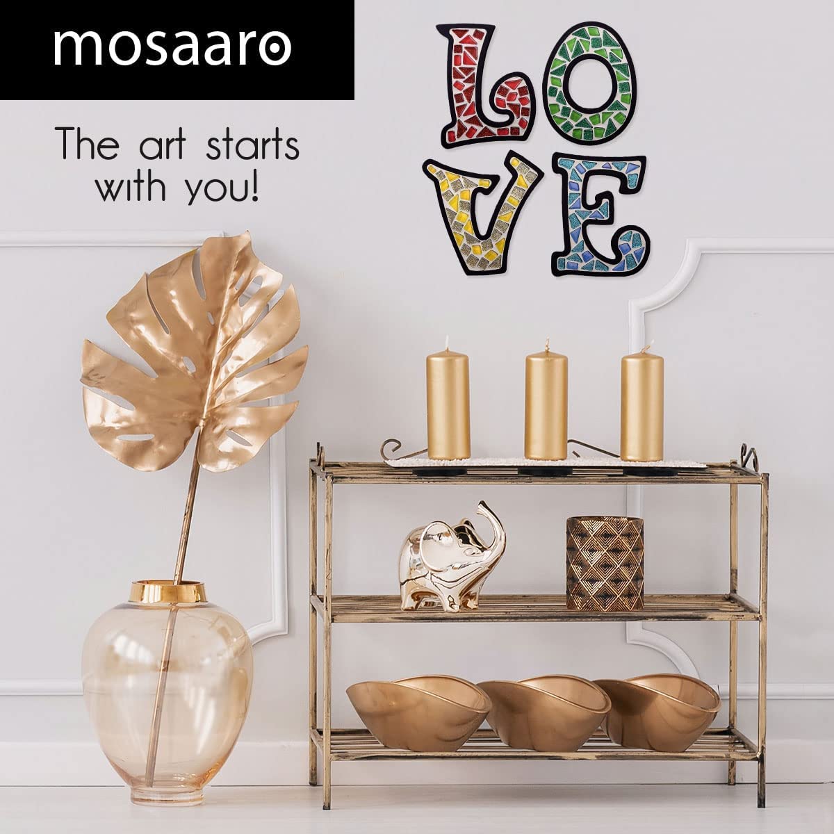 Kit de azulejos de mosaico de vidrio Love – Arte exclusivo DIY GlassCraft para adultos y adolescentes – Regalo creativo para los amantes de las manualidades – Mosaicos decoración del hogar