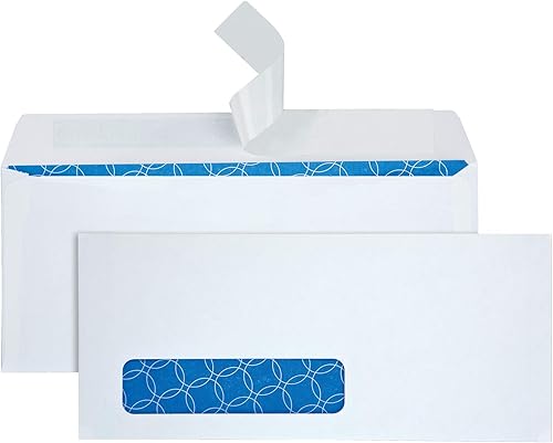 Miniatura 3 de Quality Park Sobres de seguridad para ventanas #10, 4-18 x 9-12 pulgadas, 24 libras, tejido blanco, sobre tratado, 500caja (QUA90119R)