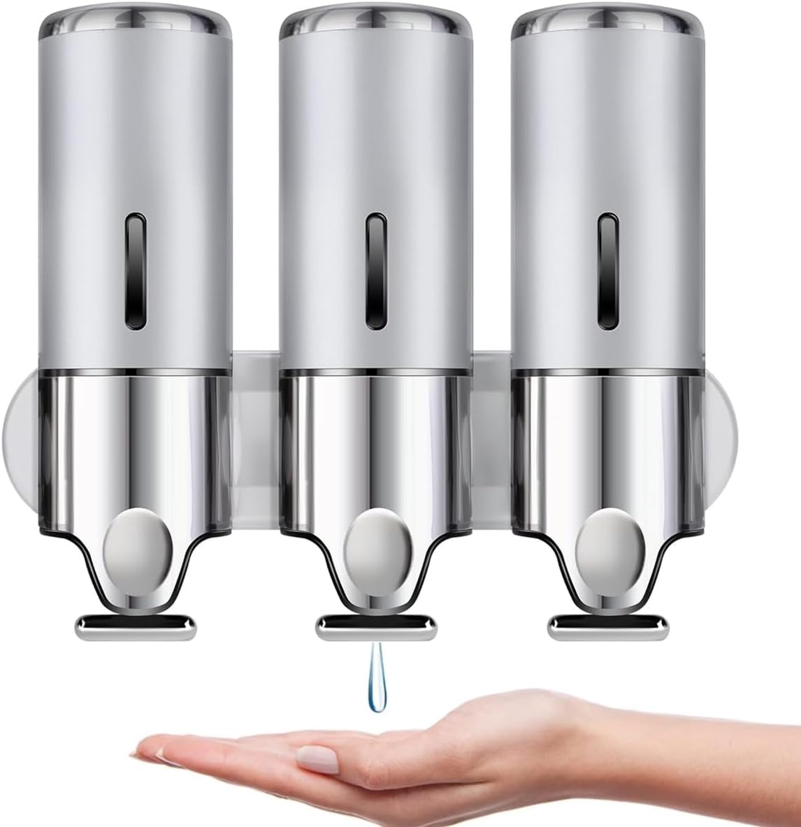 Beauenty Soap Dispenser,3 in 1 Wall Mounted Bathroom Shower Soap Pump Dispenser Set,Shower Pump Dispenser,Lotion Dispenser,Holds Shampoo,Soap,Conditioner,Shower Gel,For Bathroom Kitchen Hotel