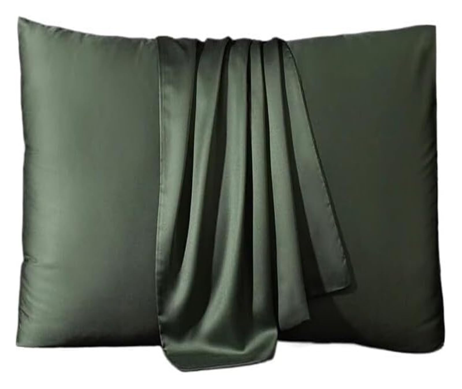 Funda de Almohada de Seda Morera Multicolor Varios tamaños(Dark Green,50x90cm 1pc)