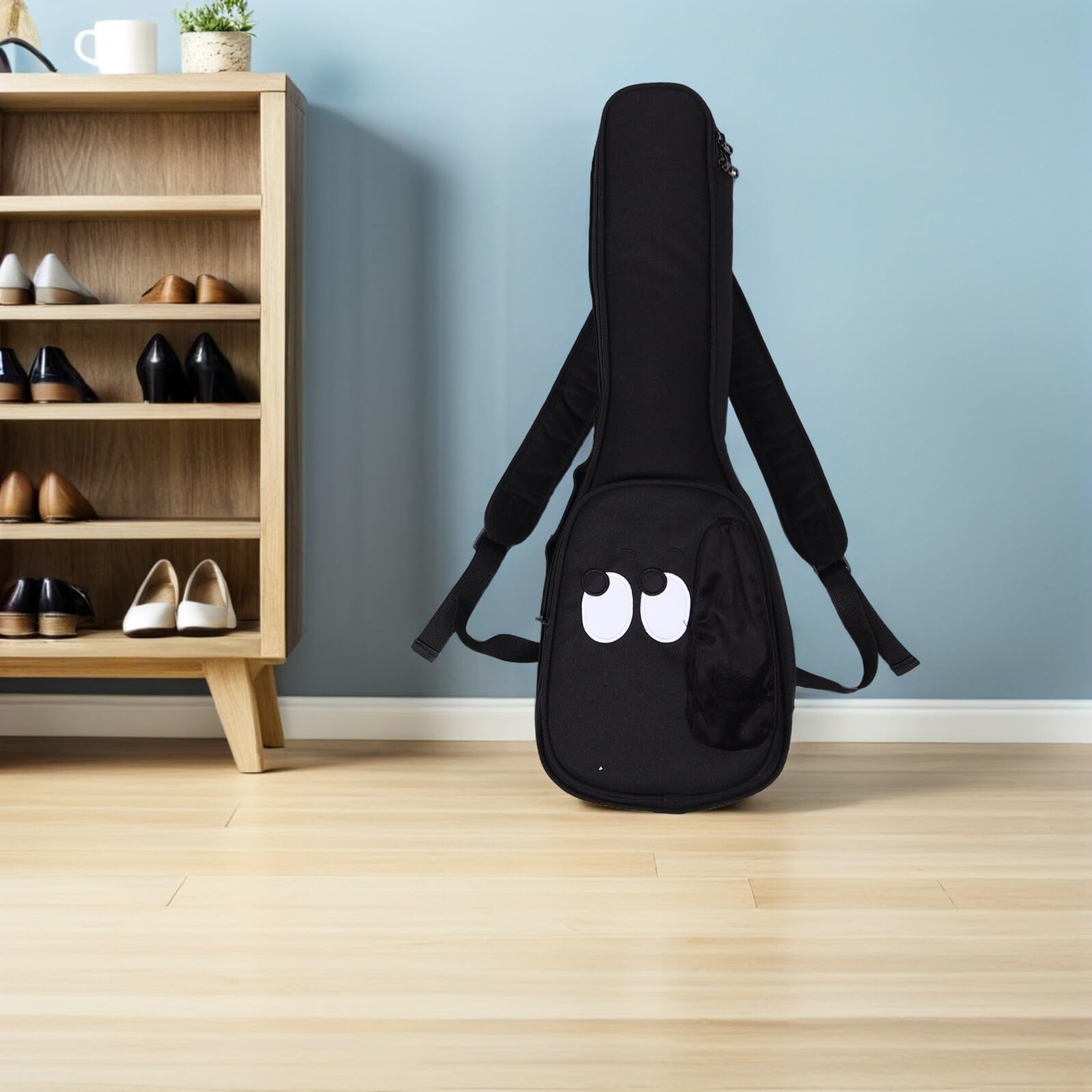 Oxford Stoff Ukulele Tasche mit verstellbaren Schultergurten, wasserfestem Innenfutter und mehreren Taschen, 23 Zoll schwarzer Gitarrenkoffer für Konzert, Reise und Outdoor-Aufbewahrung
