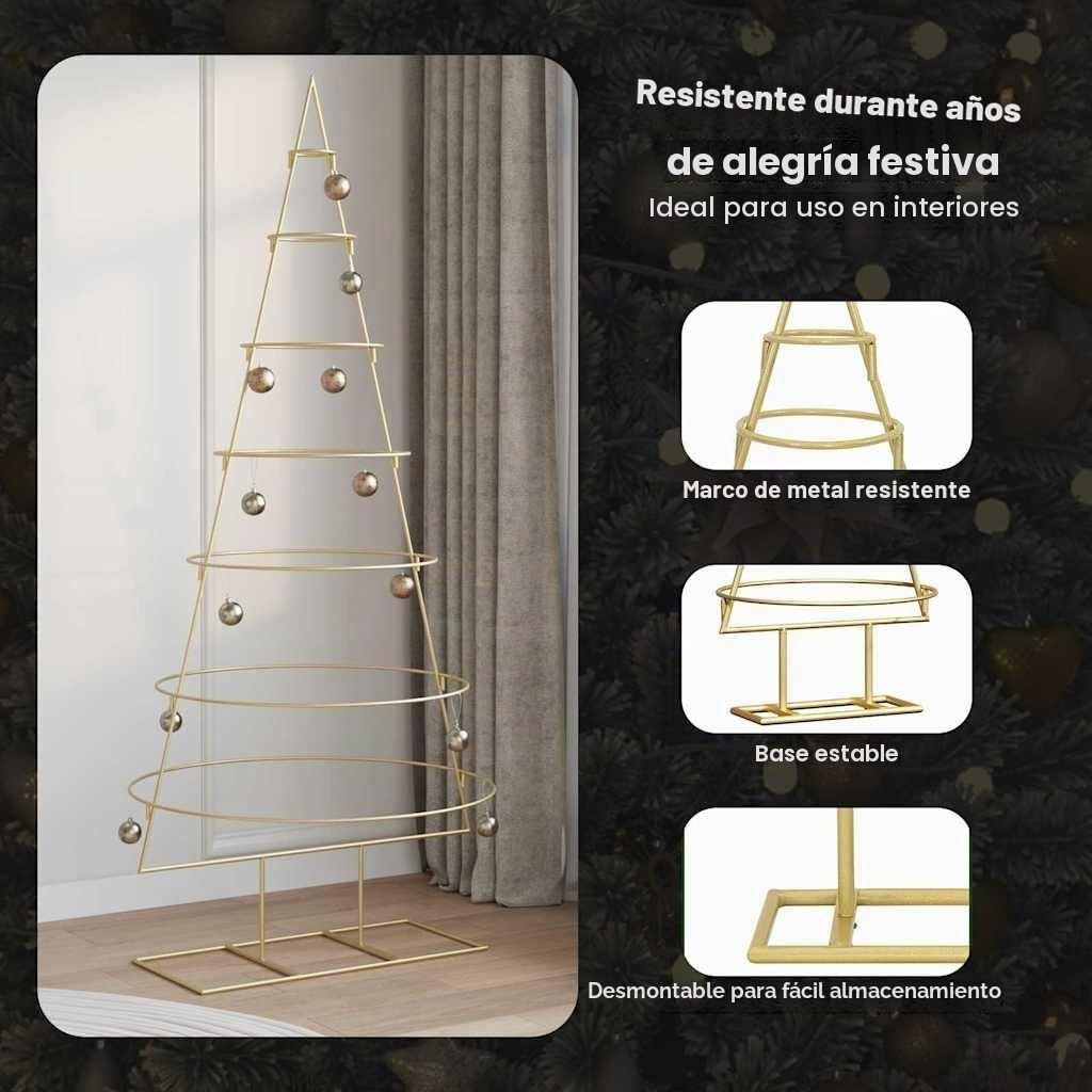 vidaXL Árbol de Navidad de Metal con Soporte Dorado 180 cm