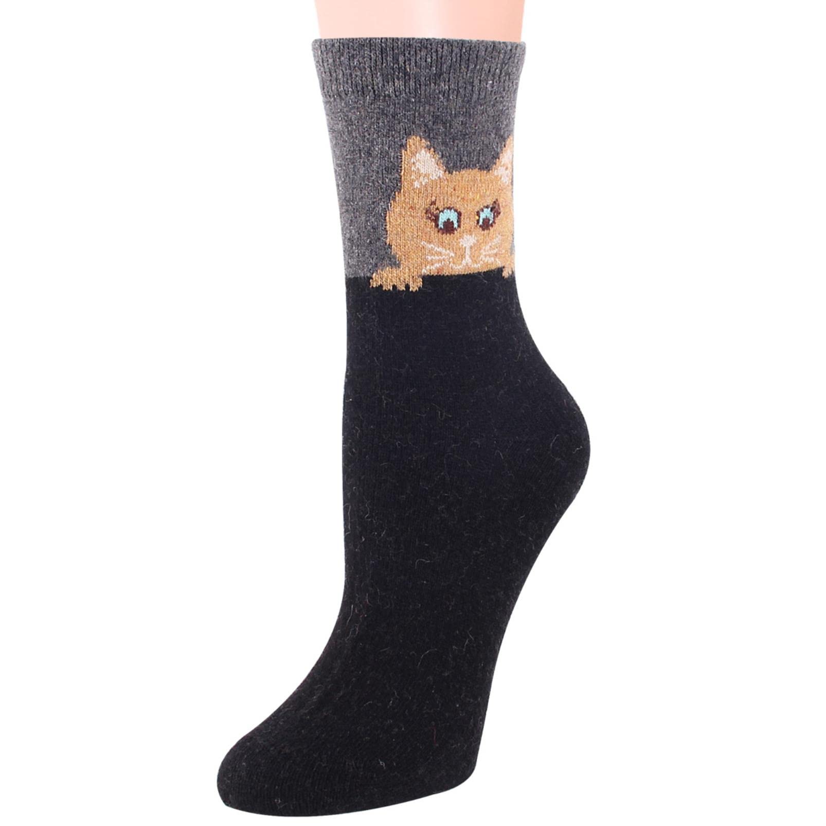 Calzini 12 Paia di Calze da Donna Invernale, Calzini retrò per Gatti Calzini Caldi, Fitti E Comodi Calzini Casual Casuali A Maglia