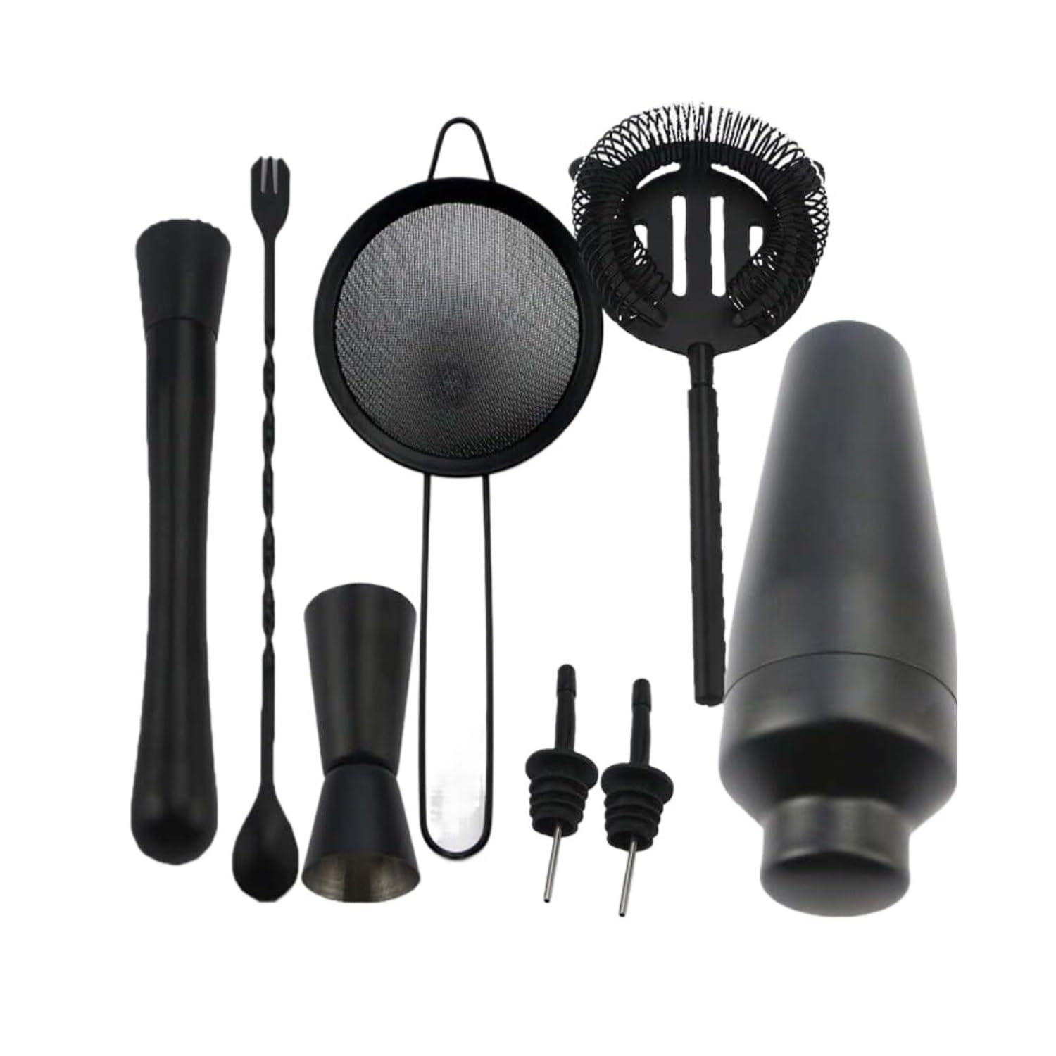 Shaker per Cocktail Set di shaker per cocktail in acciaio inossidabile nero opaco da 8 pezzi Set completo di strumenti per cocktail francesi Set Cocktail