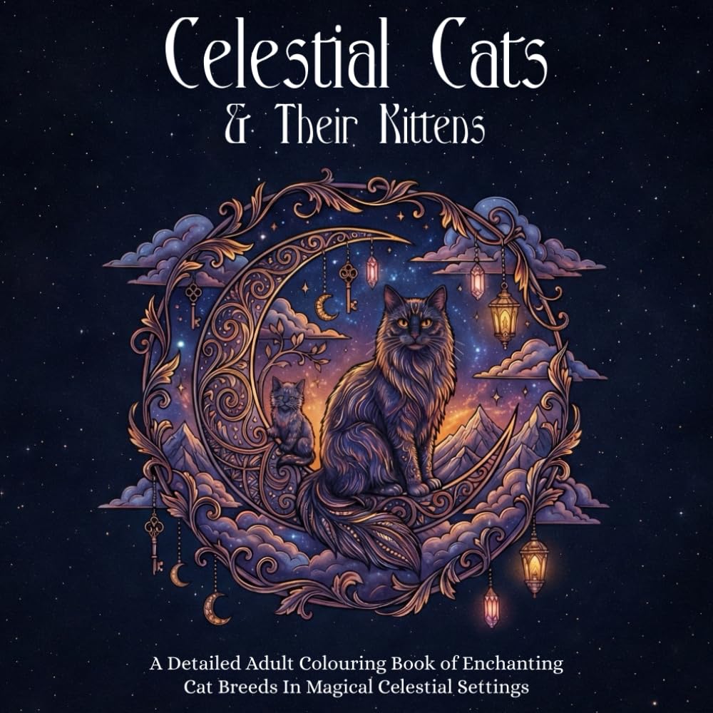 Celestial Cats & Their Kittens: A Detailed Adult Colouring Book of Enchanting Cat Breeds In Magical Celestial Settings