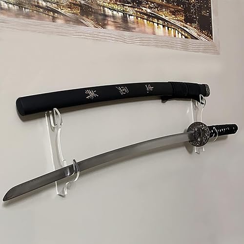 Miniatura 3 de WANLIAN Soporte de espada, gancho de espada, acrílico de dos capas montado en la pared, soporte de exhibición de espada samurái, soporte de mesa de