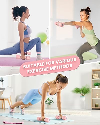 Miniatura 6 de Juego de mancuernas ajustables, juego de pesas de mano 4 en 1 para mujeres y hombres, un par de mancuernas de 10 libras cada uno de 2 libras, 3