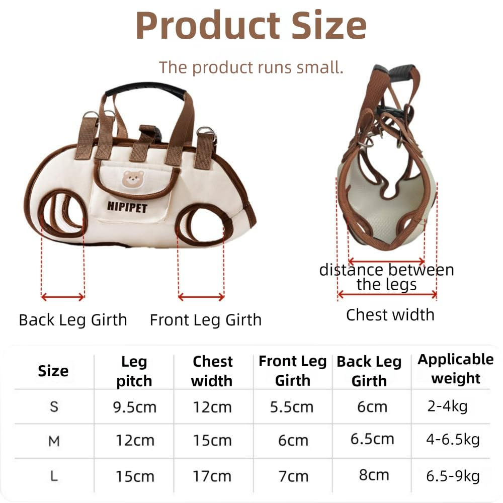 Harnais de levage pour chien, sangle de transport réglable pour chats de petite et moyenne taille, sac de transport portable pour extérieur, sangle d'assistance pour chien pour personnes âgées
